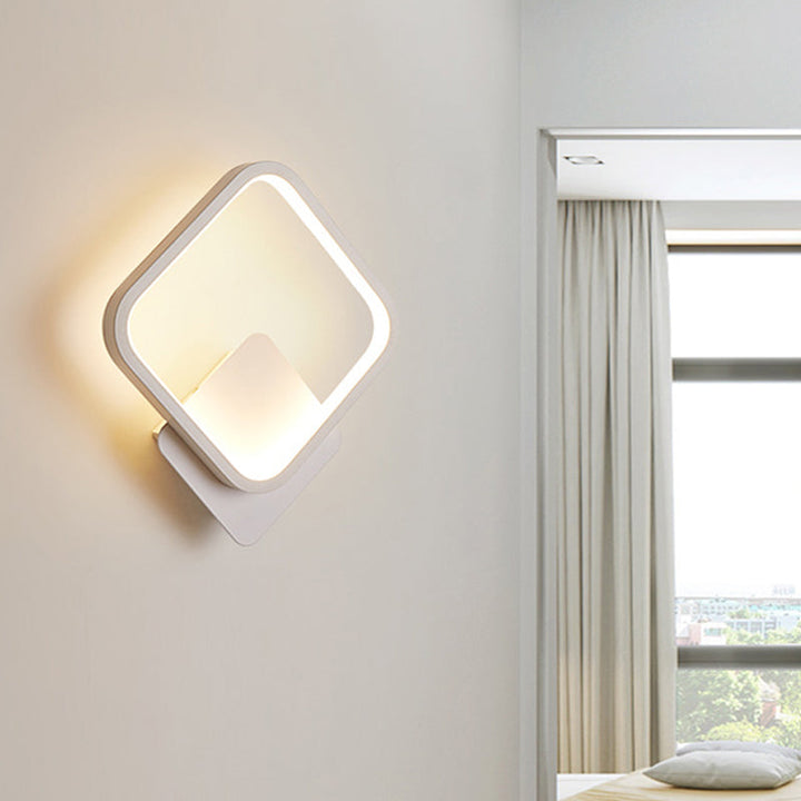 Lisslune | Round/Rectangular Nightstand Wall Lamp Aluminum Minimalist LED Wall Light in Black/White, 8"/10"/12.5" Diameter