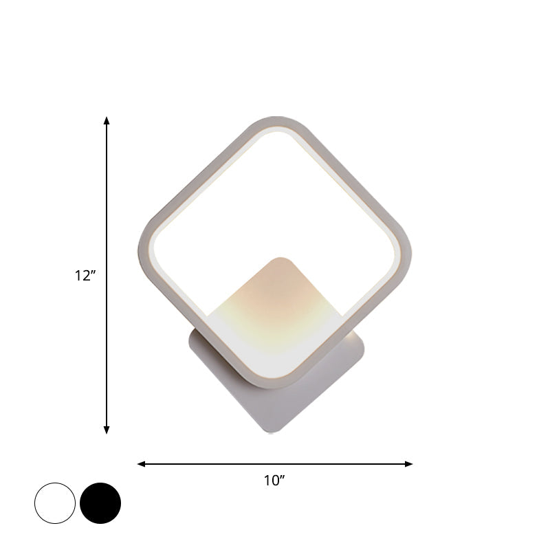Lisslune | Round/Rectangular Nightstand Wall Lamp Aluminum Minimalist LED Wall Light in Black/White, 8"/10"/12.5" Diameter