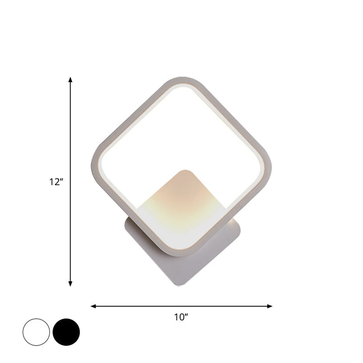Lisslune | Round/Rectangular Nightstand Wall Lamp Aluminum Minimalist LED Wall Light in Black/White, 8"/10"/12.5" Diameter