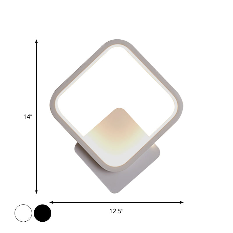 Lisslune | Round/Rectangular Nightstand Wall Lamp Aluminum Minimalist LED Wall Light in Black/White, 8"/10"/12.5" Diameter