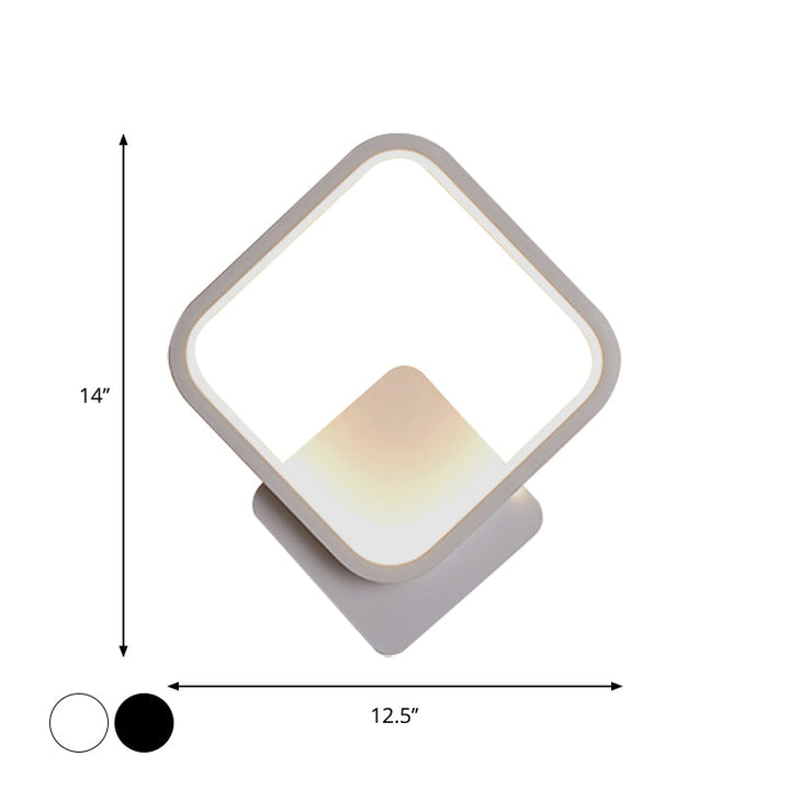 Lisslune | Round/Rectangular Nightstand Wall Lamp Aluminum Minimalist LED Wall Light in Black/White, 8"/10"/12.5" Diameter