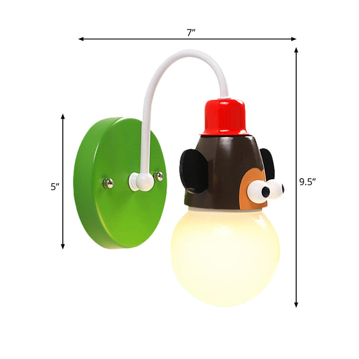 Skørter | Monkey Halgang Children's Room Wall Lamp Metal 1 Light Multicolored Wall Mount