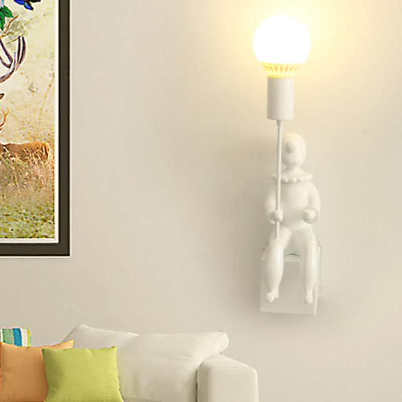 Skørter | Modern Sitting Boy Wall Lamp Resin 1 Head Monochrome Wall Lamp for Bedroom