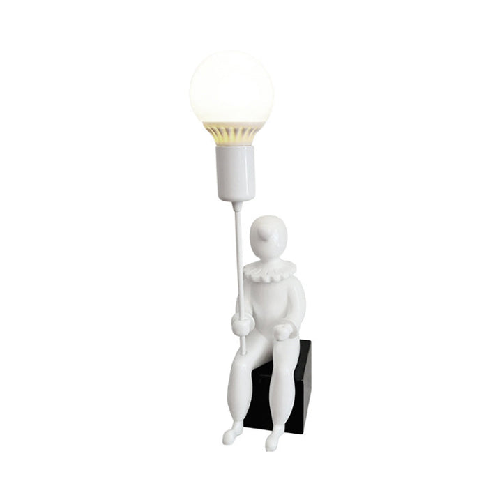 Skørter | Modern Sitting Boy Wall Lamp Resin 1 Head Monochrome Wall Lamp for Bedroom