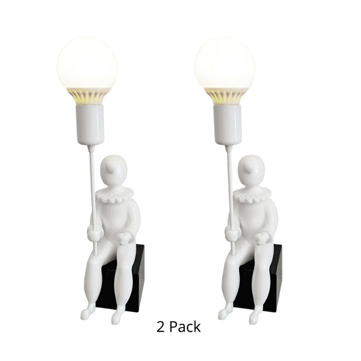 Skørter | Modern Sitting Boy Wall Lamp Resin 1 Head Monochrome Wall Lamp for Bedroom