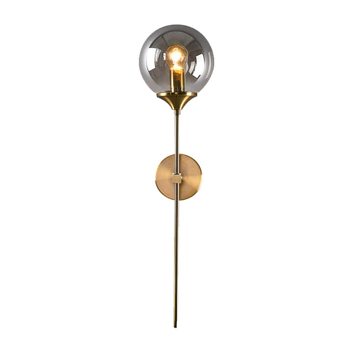 Skørter | Ball Shade Pencil-Arm Wall Lighting Postmodern Clear/Amber/Smoke Grey Glass Single Brass Wall Mounted Lamp