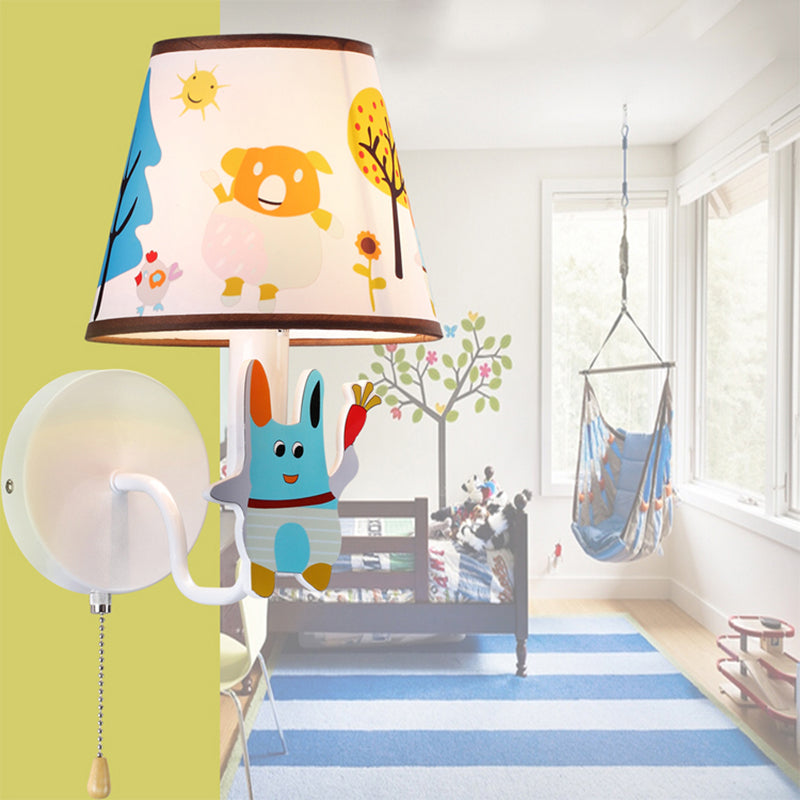 Skørter | Blue Rabbit Wall Light with Fabric Shade Hall Stair 1 Light Metal Cartoon Wall Light