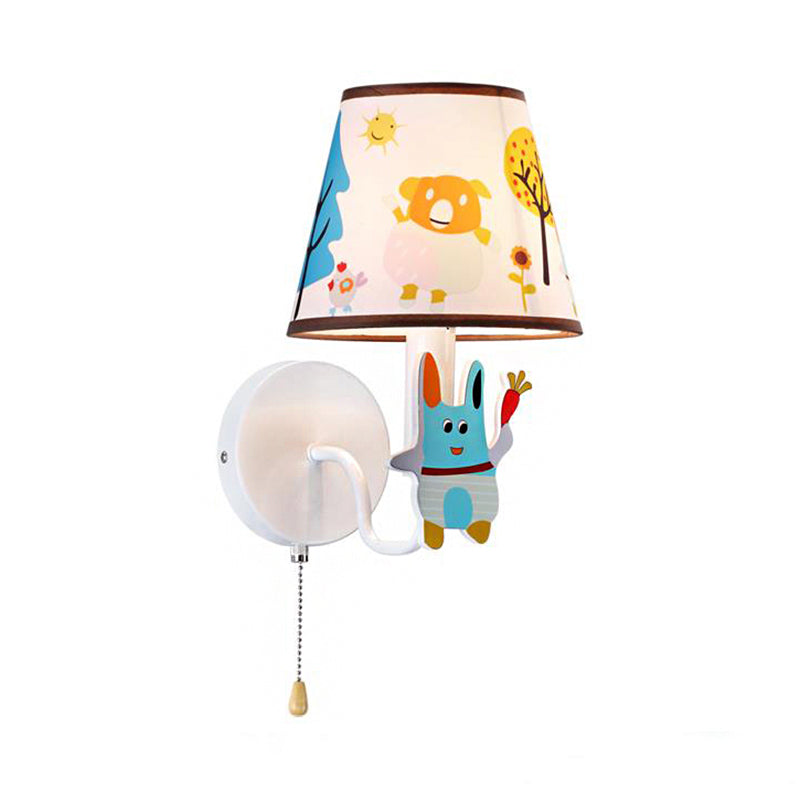 Skørter | Blue Rabbit Wall Light with Fabric Shade Hall Stair 1 Light Metal Cartoon Wall Light