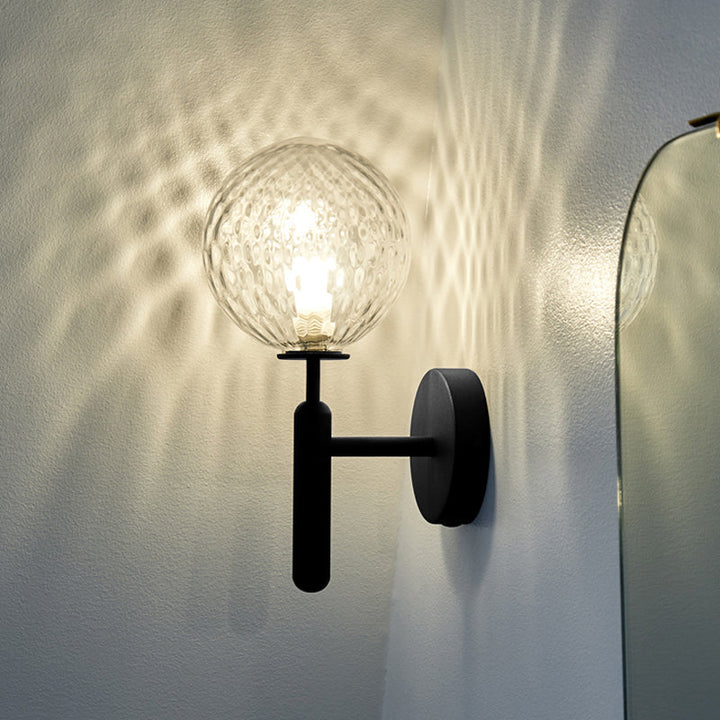 Lisslune | 1-Light Nightstand Wall Lamp Simple Black Wall-Mounted Light Fixture with Ball White/Clear Water Glass Shade