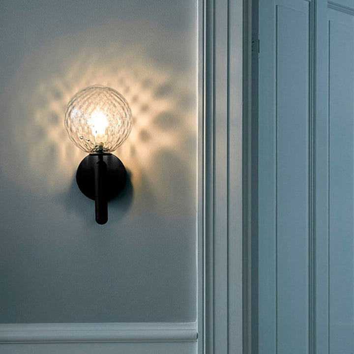 Lisslune | 1-Light Nightstand Wall Lamp Simple Black Wall-Mounted Light Fixture with Ball White/Clear Water Glass Shade