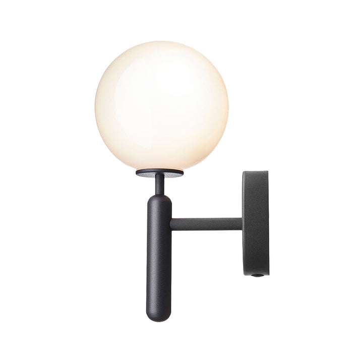 Lisslune | 1-Light Nightstand Wall Lamp Simple Black Wall-Mounted Light Fixture with Ball White/Clear Water Glass Shade