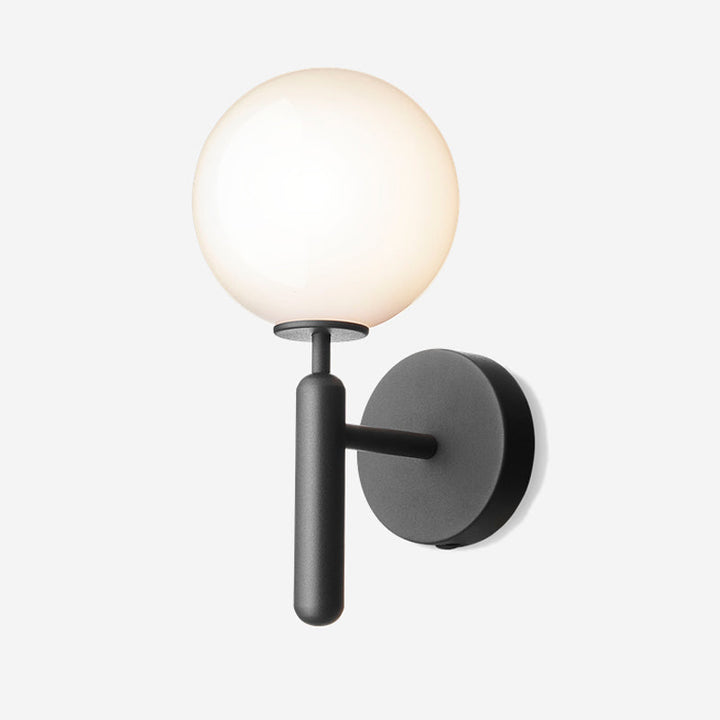 Lisslune | 1-Light Nightstand Wall Lamp Simple Black Wall-Mounted Light Fixture with Ball White/Clear Water Glass Shade