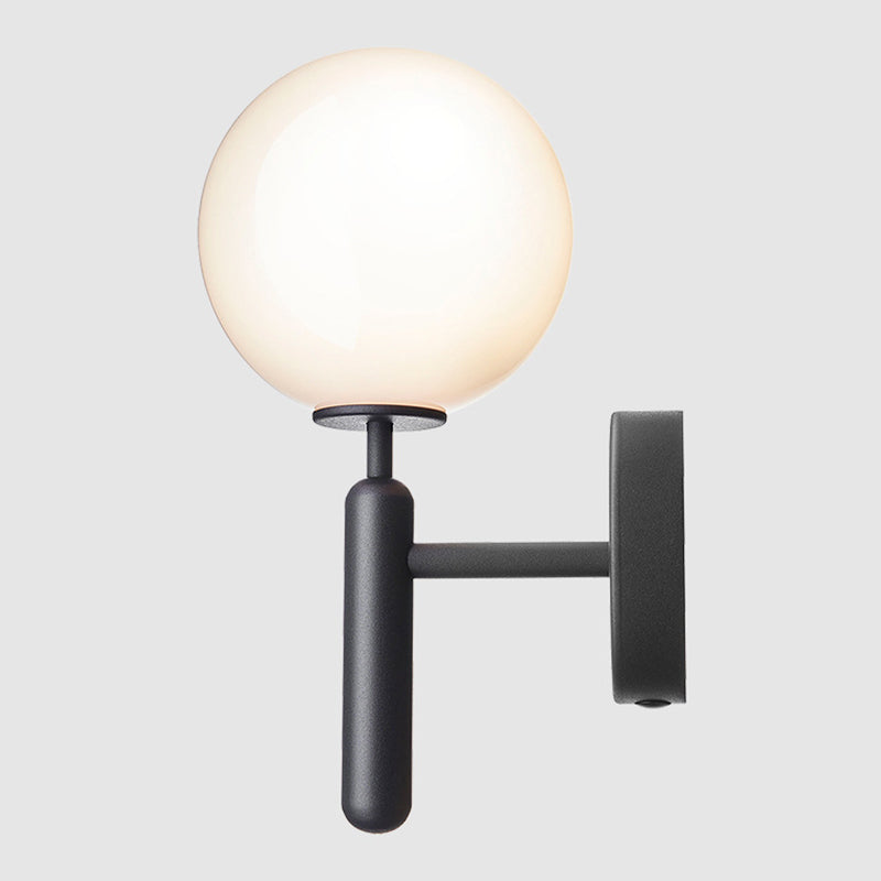 Lisslune | 1-Light Nightstand Wall Lamp Simple Black Wall-Mounted Light Fixture with Ball White/Clear Water Glass Shade