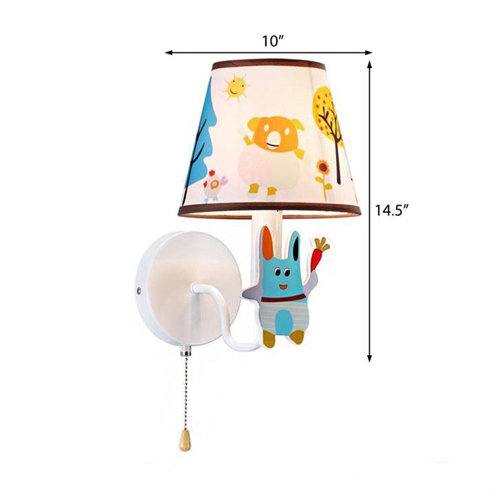 Skørter | Blue Rabbit Wall Light with Fabric Shade Hall Stair 1 Light Metal Cartoon Wall Light