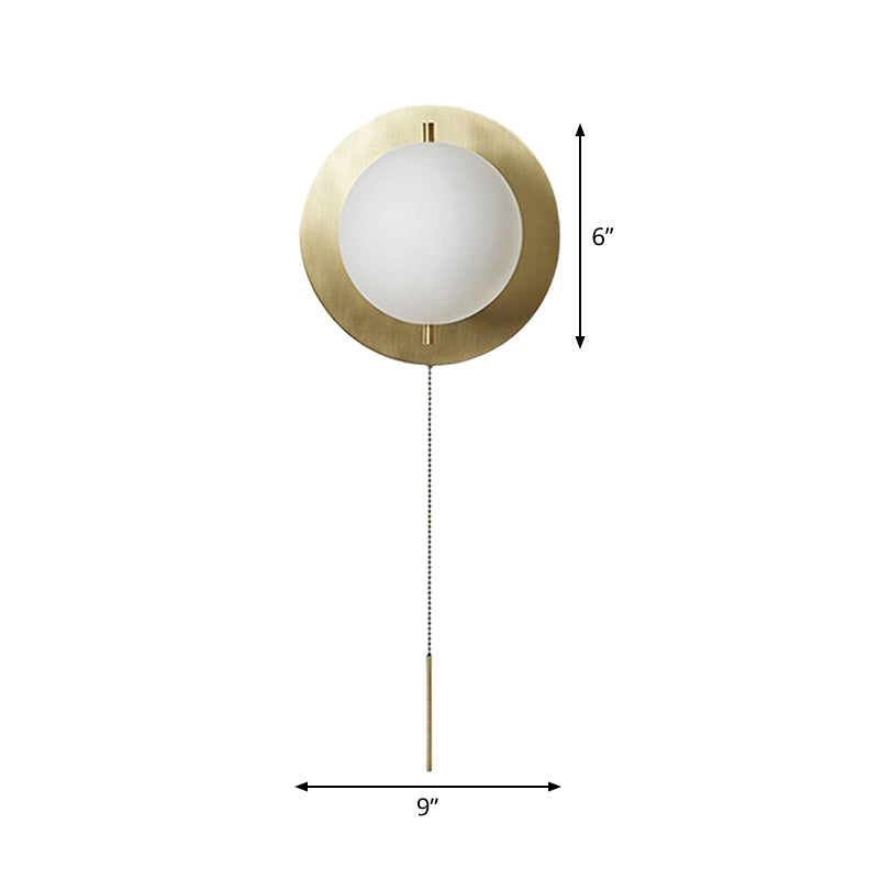 Skørter | Golden Mini Globe Wall Lamp Light Simple 1-Light Opaline Glass Wall Mount Fixture for Bedroom