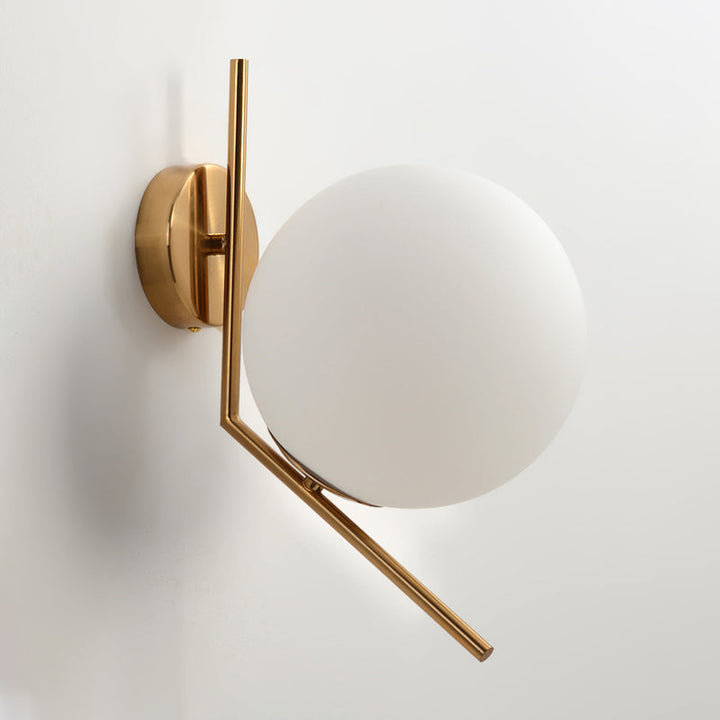 Skørter | Golden Mini Globe Wall Lamp Light Simple 1-Light Opaline Glass Wall Mount Fixture for Bedroom
