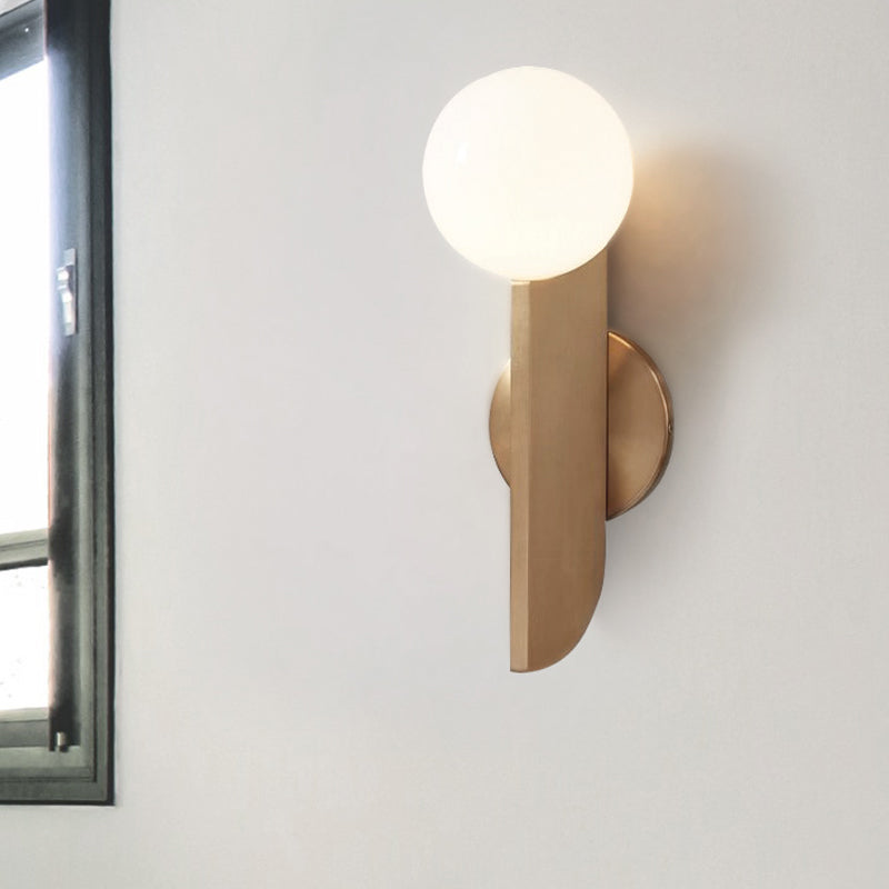 Skørter | Golden Mini Globe Wall Lamp Light Simple 1-Light Opaline Glass Wall Mount Fixture for Bedroom