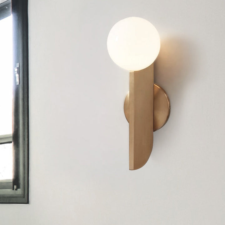 Skørter | Golden Mini Globe Wall Lamp Light Simple 1-Light Opaline Glass Wall Mount Fixture for Bedroom