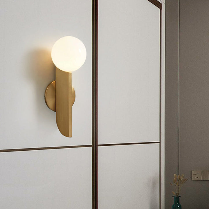 Skørter | Golden Mini Globe Wall Lamp Light Simple 1-Light Opaline Glass Wall Mount Fixture for Bedroom