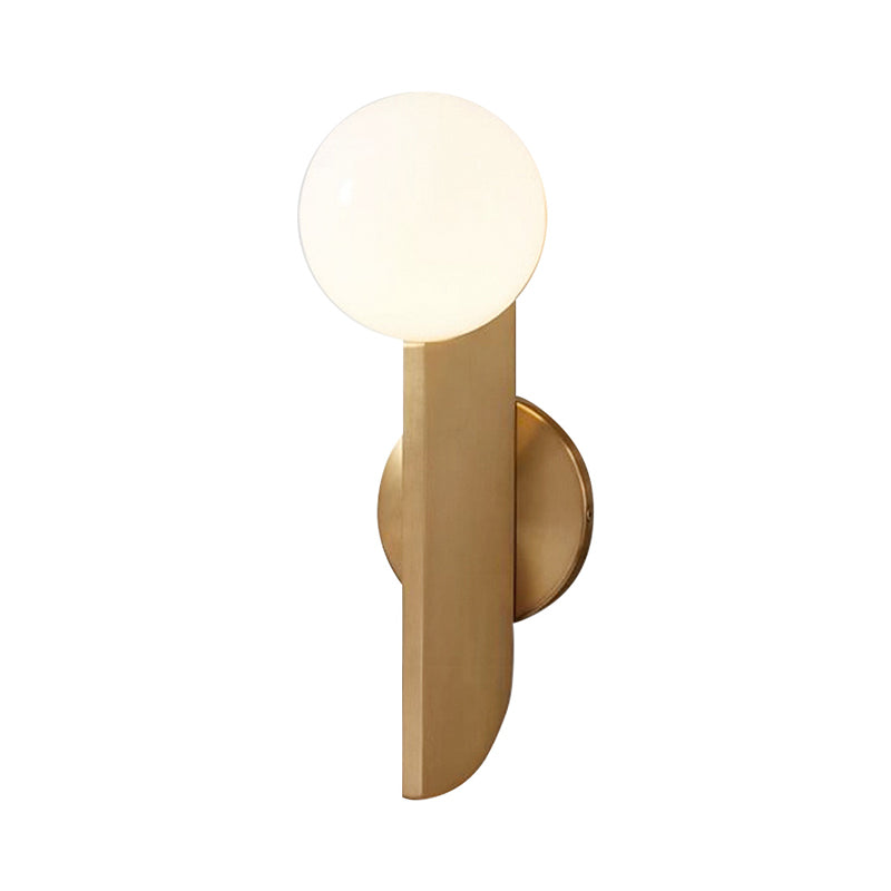 Skørter | Golden Mini Globe Wall Lamp Light Simple 1-Light Opaline Glass Wall Mount Fixture for Bedroom