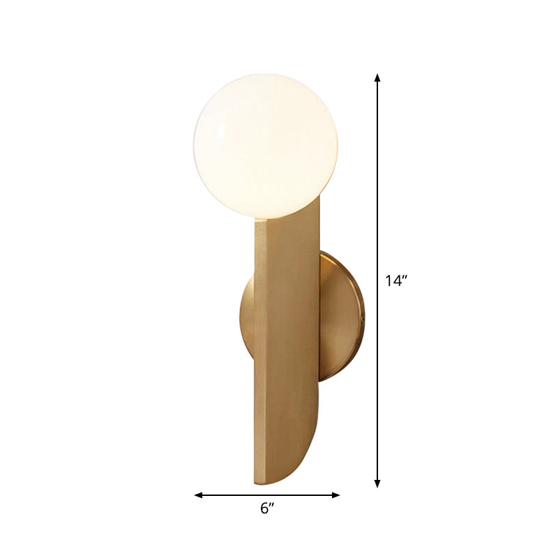 Skørter | Golden Mini Globe Wall Lamp Light Simple 1-Light Opaline Glass Wall Mount Fixture for Bedroom
