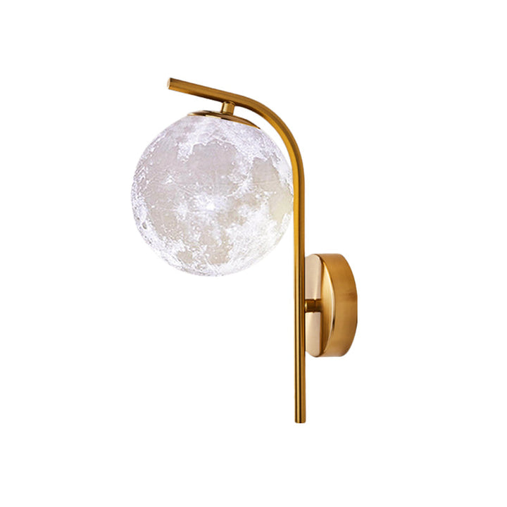Lisslune | Postmodern Ball Wall Mount Light Gray/Clear Water/White Glass Single Bulb Nightstand Wall Lamp with Curved Arm in Brass
