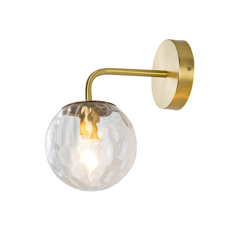Skørter | Ball-shaped Wall Lamp Minimalistic Clear Wave Shape Glass 1-Light Bedroom Wall-Mounted Lighting with Curved Arm in Black/Gold