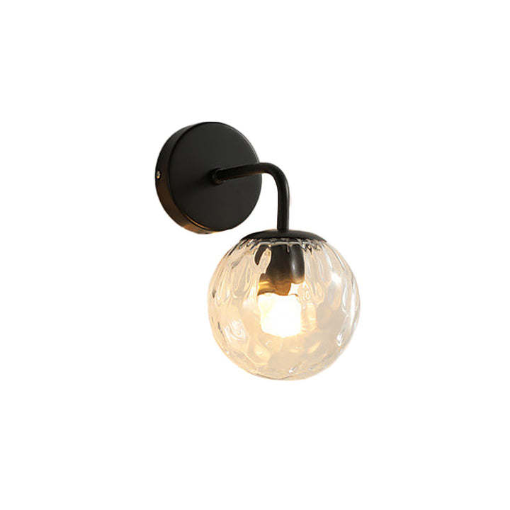 Skørter | Ball-shaped Wall Lamp Minimalistic Clear Wave Shape Glass 1-Light Bedroom Wall-Mounted Lighting with Curved Arm in Black/Gold