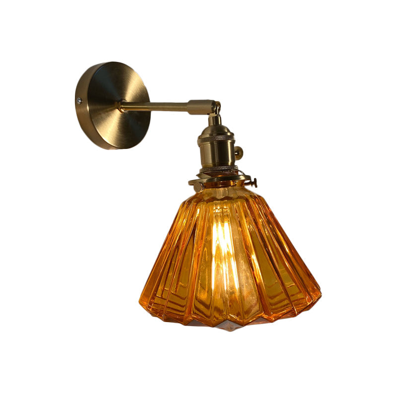 Lisslune | Single-Bulb Bedroom Wall Light Postmodern Gold Rotatable Wall Sconce with Oval/Diamond/Gathered Blue/Clear/Green Glass Shade