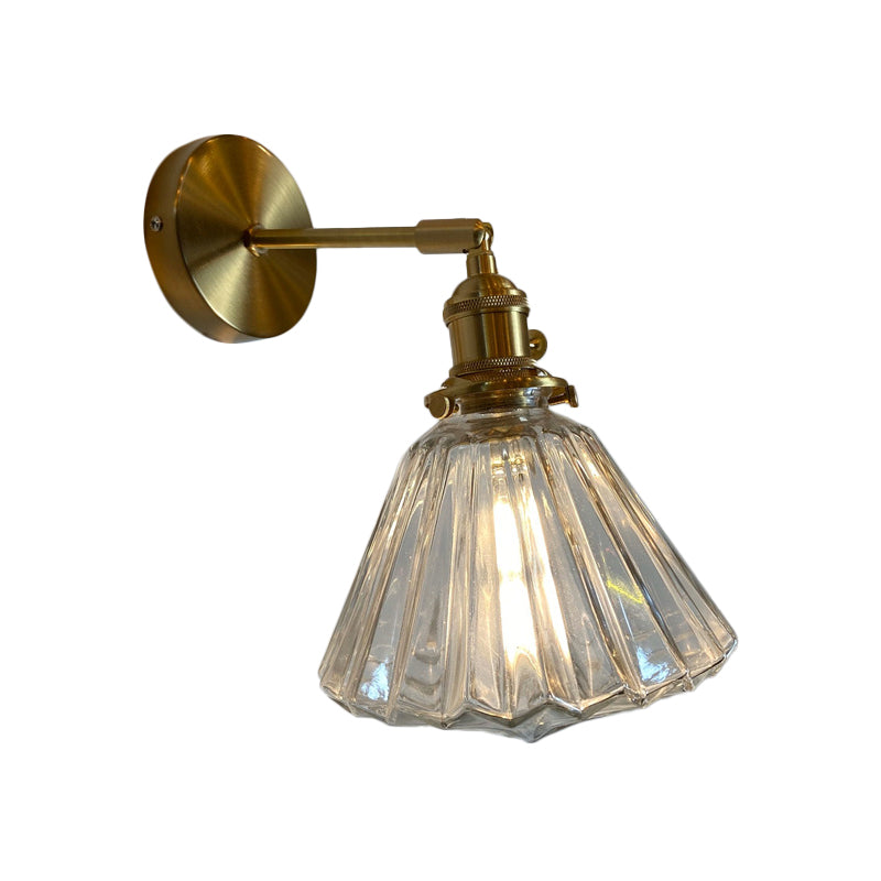 Lisslune | Single-Bulb Bedroom Wall Light Postmodern Gold Rotatable Wall Sconce with Oval/Diamond/Gathered Blue/Clear/Green Glass Shade
