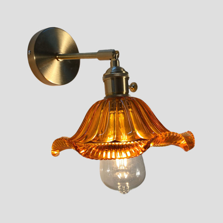 Lisslune | Single-Bulb Bedroom Wall Light Postmodern Gold Rotatable Wall Sconce with Oval/Diamond/Gathered Blue/Clear/Green Glass Shade