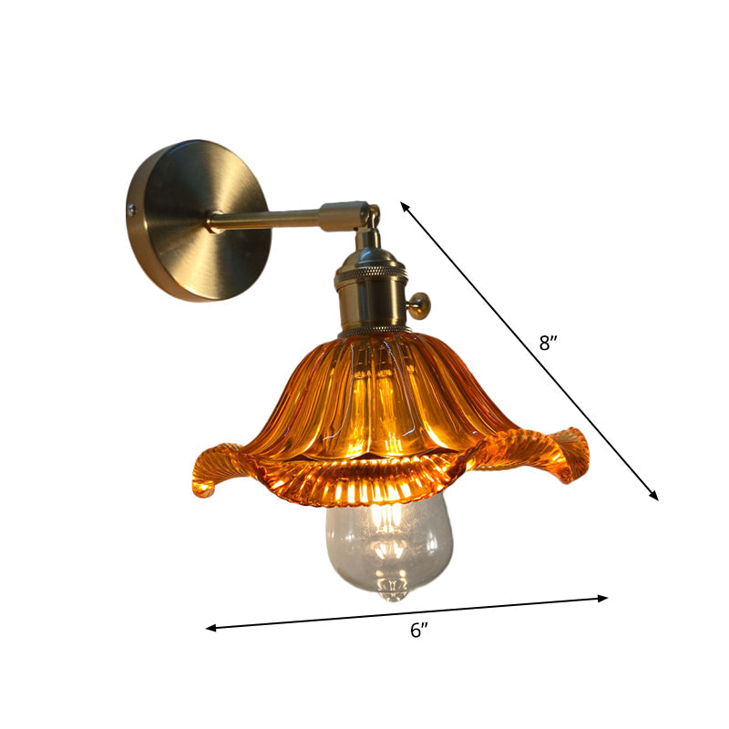 Lisslune | Single-Bulb Bedroom Wall Light Postmodern Gold Rotatable Wall Sconce with Oval/Diamond/Gathered Blue/Clear/Green Glass Shade