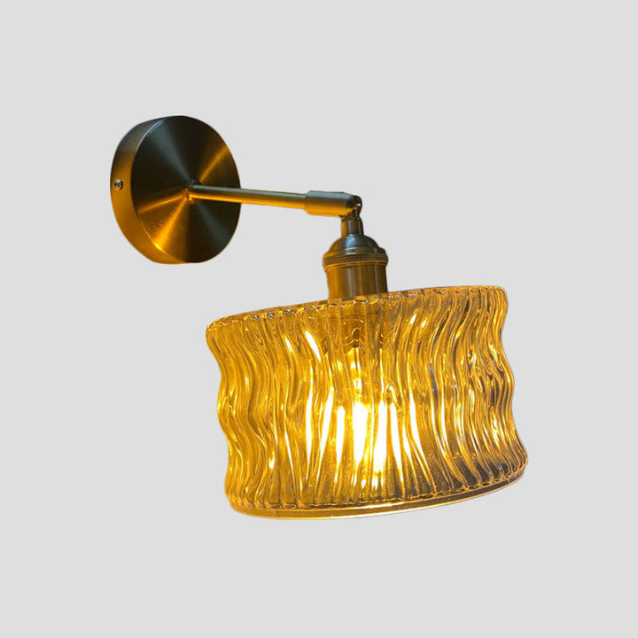 Lisslune | Single-Bulb Bedroom Wall Light Postmodern Gold Rotatable Wall Sconce with Oval/Diamond/Gathered Blue/Clear/Green Glass Shade