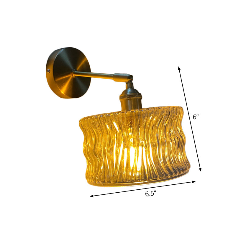 Lisslune | Single-Bulb Bedroom Wall Light Postmodern Gold Rotatable Wall Sconce with Oval/Diamond/Gathered Blue/Clear/Green Glass Shade