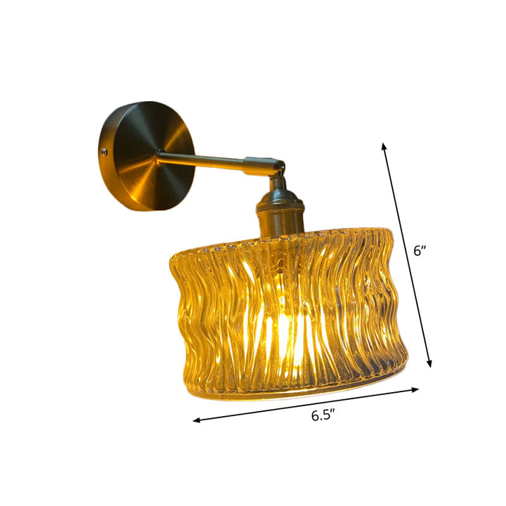Lisslune | Single-Bulb Bedroom Wall Light Postmodern Gold Rotatable Wall Sconce with Oval/Diamond/Gathered Blue/Clear/Green Glass Shade