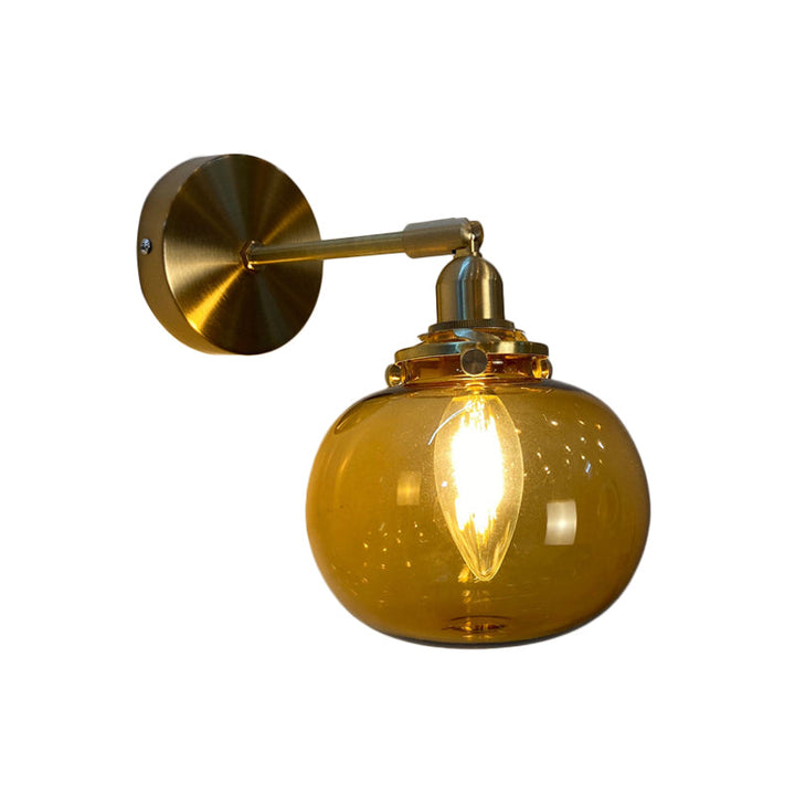 Lisslune | Single-Bulb Bedroom Wall Light Postmodern Gold Rotatable Wall Sconce with Oval/Diamond/Gathered Blue/Clear/Green Glass Shade