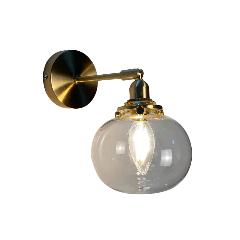 Lisslune | Single-Bulb Bedroom Wall Light Postmodern Gold Rotatable Wall Sconce with Oval/Diamond/Gathered Blue/Clear/Green Glass Shade