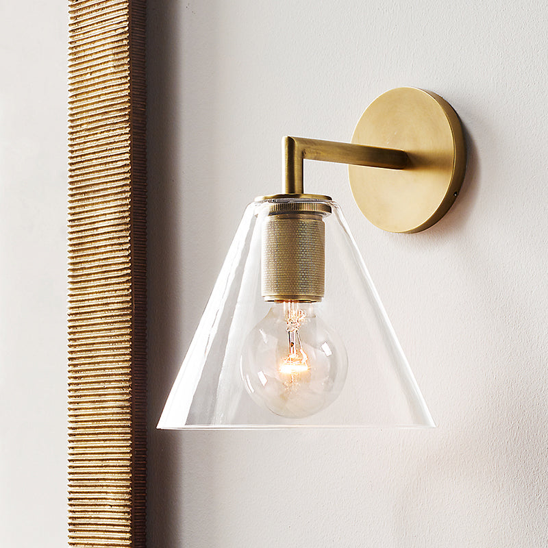 Skørter | Bronze Armed Wall Light Postmodern Single Metal/Clear Glass Wall Light with/without Disc/Ball/Cone Shade