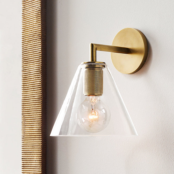 Skørter | Bronze Armed Wall Light Postmodern Single Metal/Clear Glass Wall Light with/without Disc/Ball/Cone Shade