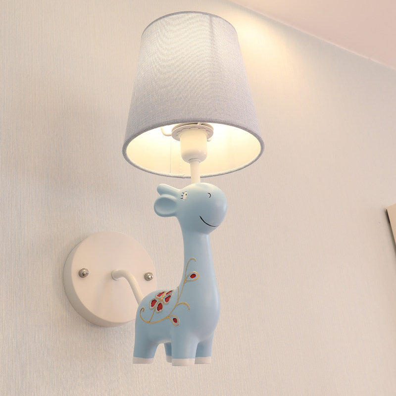 Skørter | Giraffe Wall lamp with fabric shade 1 light animal resin wall lamp for children's room kindergarten