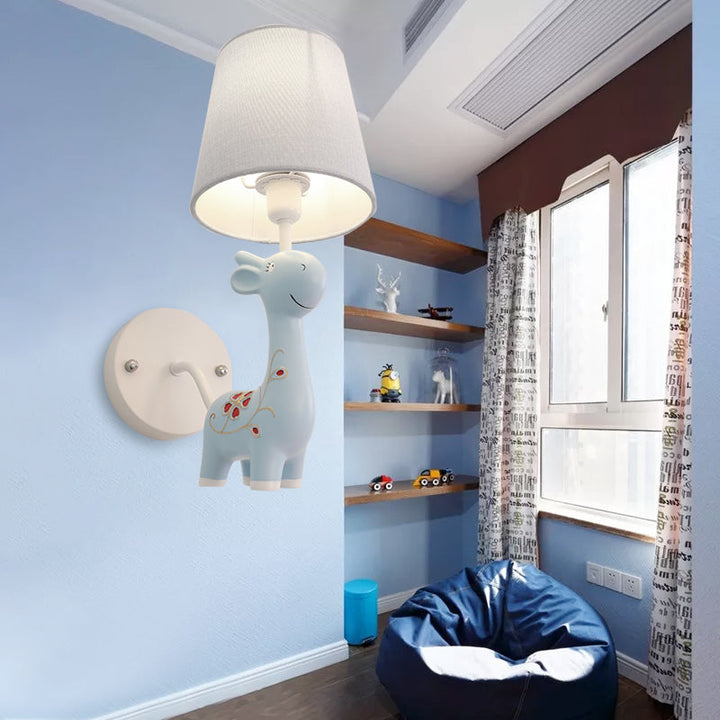 Skørter | Giraffe Wall lamp with fabric shade 1 light animal resin wall lamp for children's room kindergarten