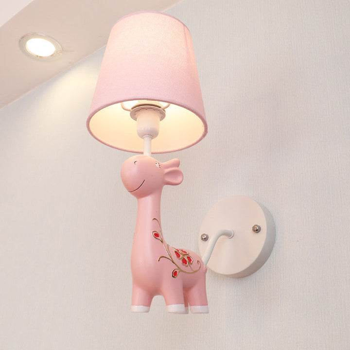 Skørter | Giraffe Wall lamp with fabric shade 1 light animal resin wall lamp for children's room kindergarten