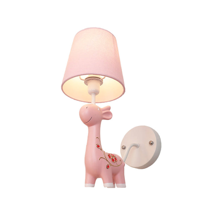 Skørter | Giraffe Wall lamp with fabric shade 1 light animal resin wall lamp for children's room kindergarten