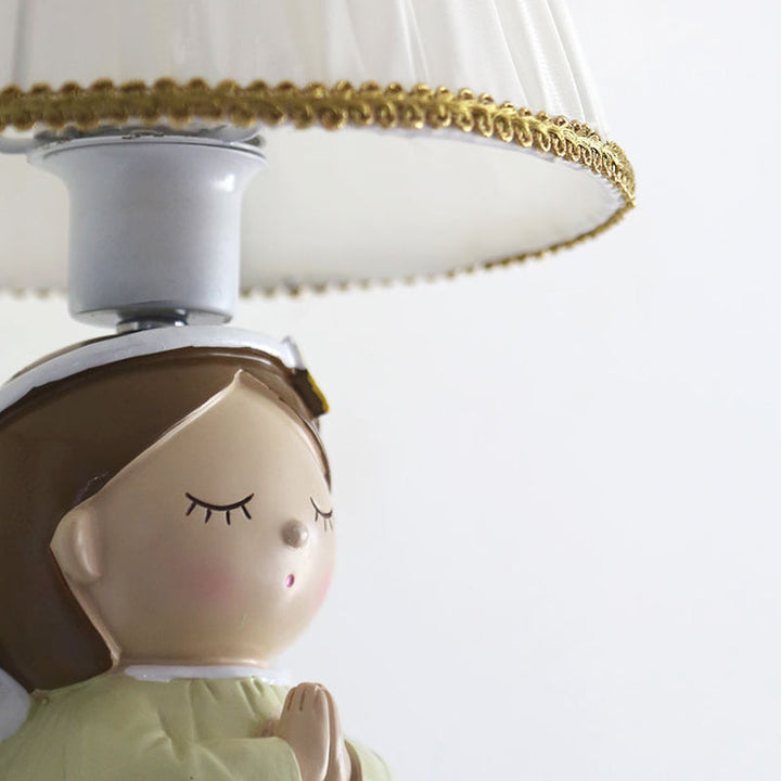 Skørter | Modern Tapered Shade Wall Lamp with Doll Décor and Crystal 1 Light Fabric Wall Light in White for Hallway