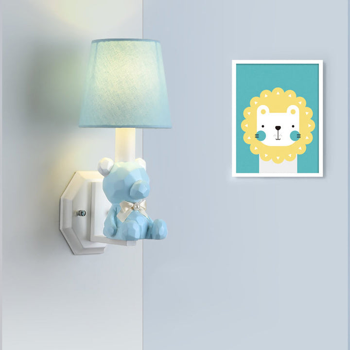 Skørter | Resin Small Bear Wall Lamp Eye-Caring 1 Head Cartoon Wall Lamp with Coolie Shade