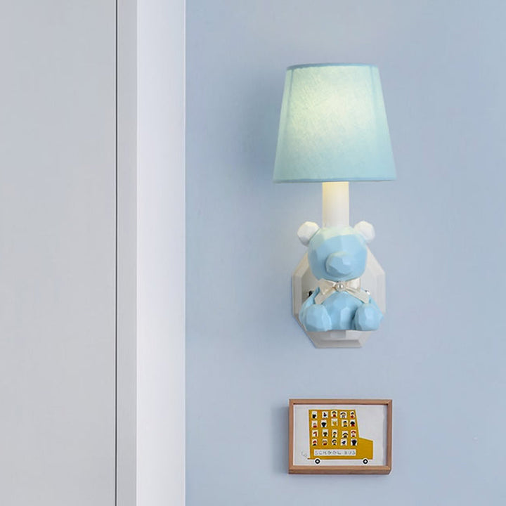 Skørter | Resin Small Bear Wall Lamp Eye-Caring 1 Head Cartoon Wall Lamp with Coolie Shade