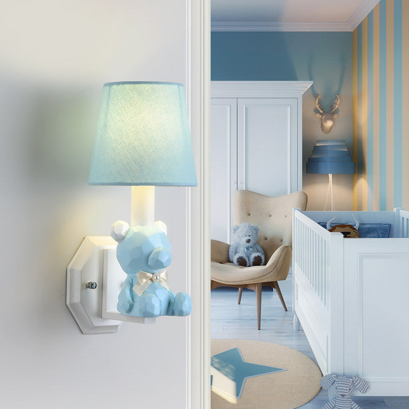 Skørter | Resin Small Bear Wall Lamp Eye-Caring 1 Head Cartoon Wall Lamp with Coolie Shade