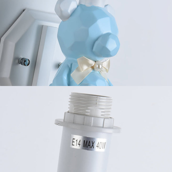 Skørter | Resin Small Bear Wall Lamp Eye-Caring 1 Head Cartoon Wall Lamp with Coolie Shade
