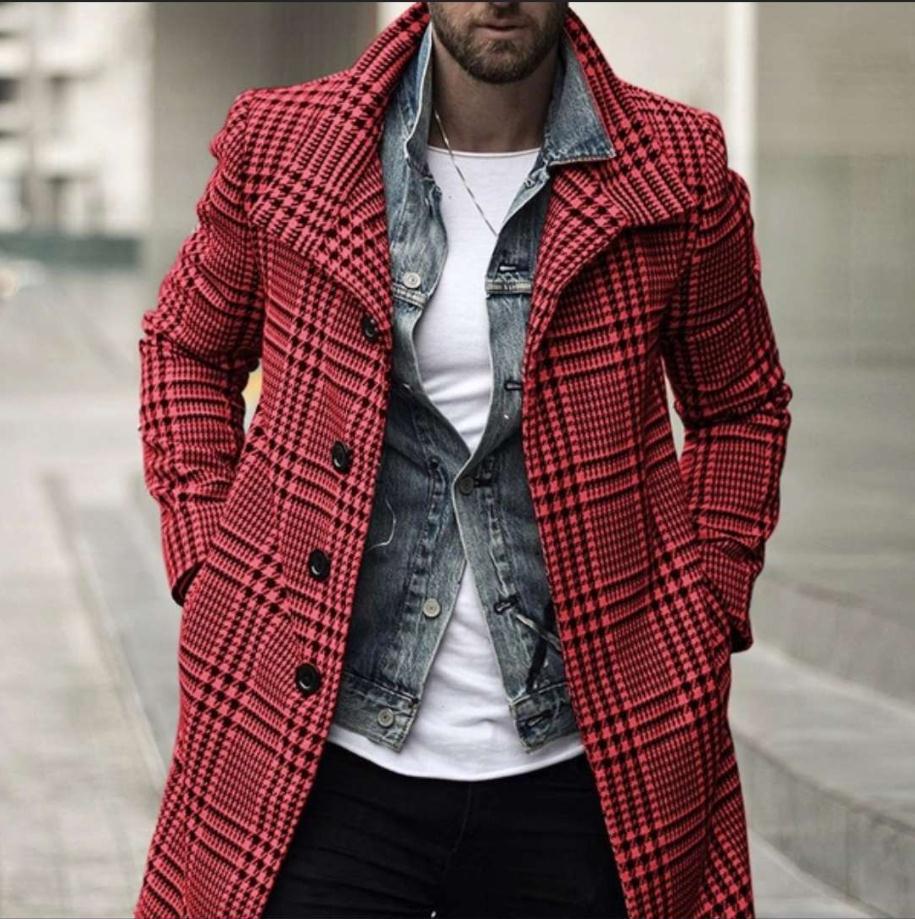 Men's elegant check coat with modern details Lisslune