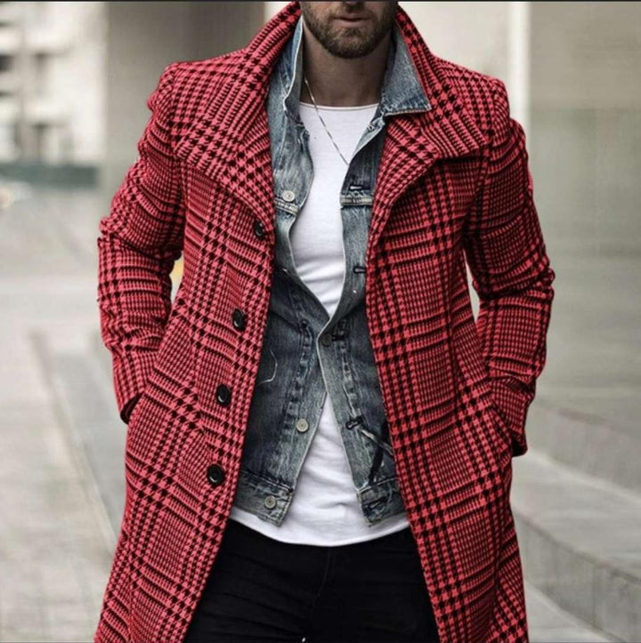 Men's elegant check coat with modern details Lisslune